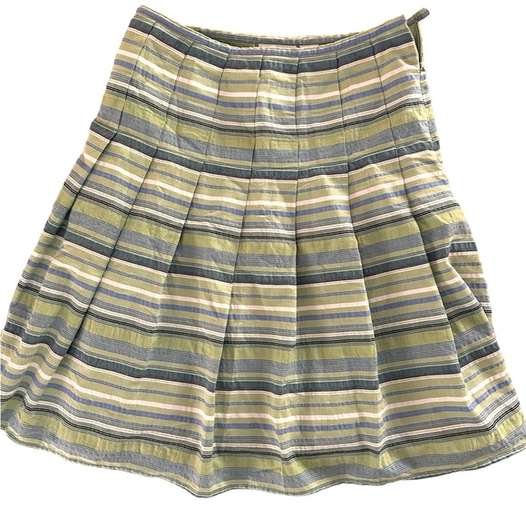 Worthington Women's Pleated Blue & Green Striped A-Line Skirt, size 6 - Picture 6 of 6